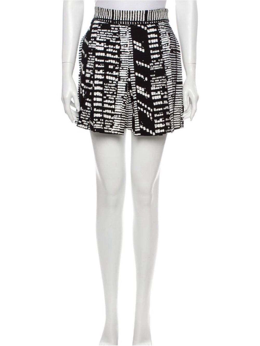 Proenza Schouler 
Black and White Patterned Pleated Mini Skirt Medium